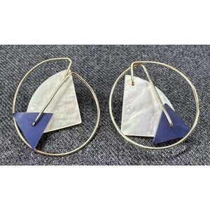 Vintage Post Modern Abstract Memphis Style Mother of Pearl Earrings